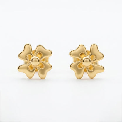 9K Gold Soft Petal Bloom Second Stud Earrings