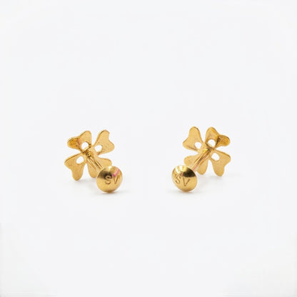 9K Gold Soft Petal Bloom Second Stud Earrings