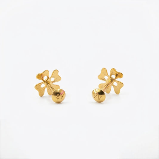 9K Gold Soft Petal Bloom Second Stud Earrings