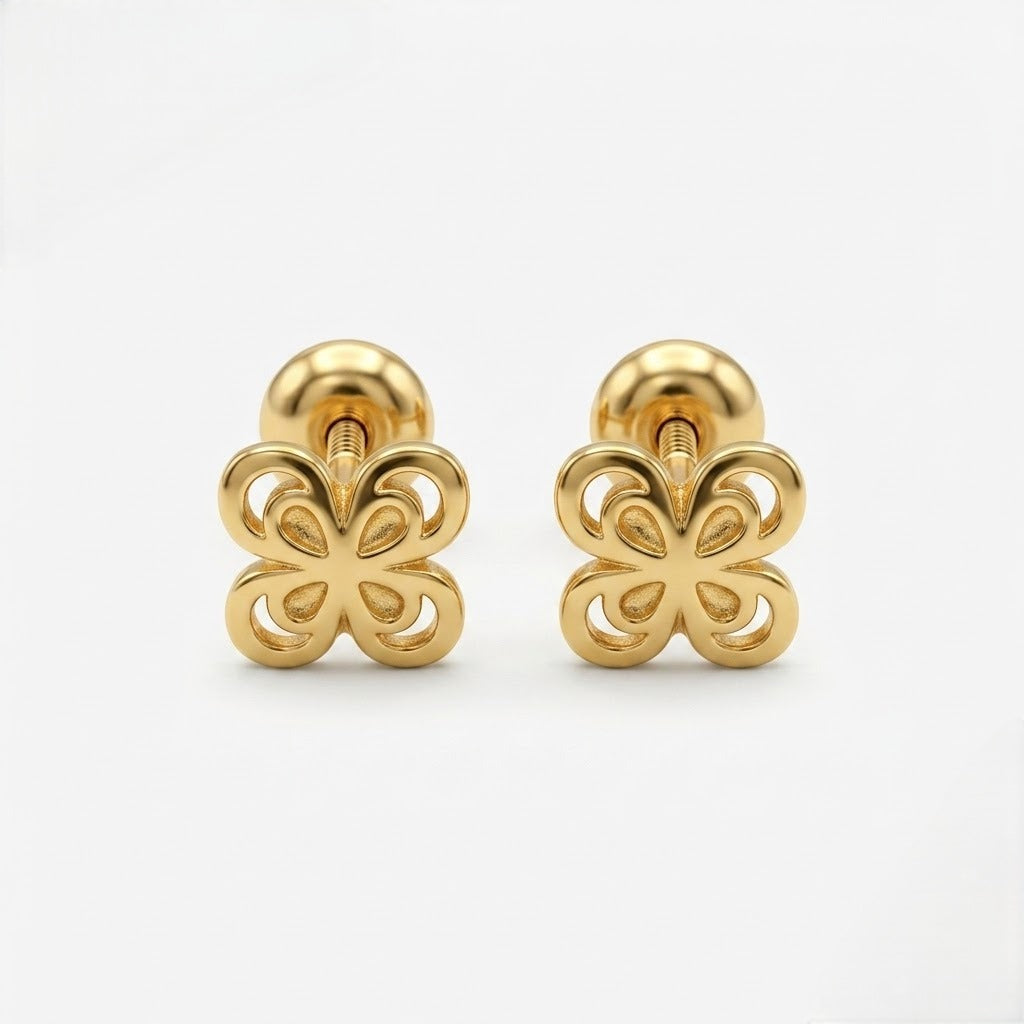 9K Gold Butterfly Petal Second Stud Earrings