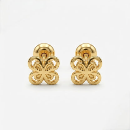 9K Gold Butterfly Petal Second Stud Earrings