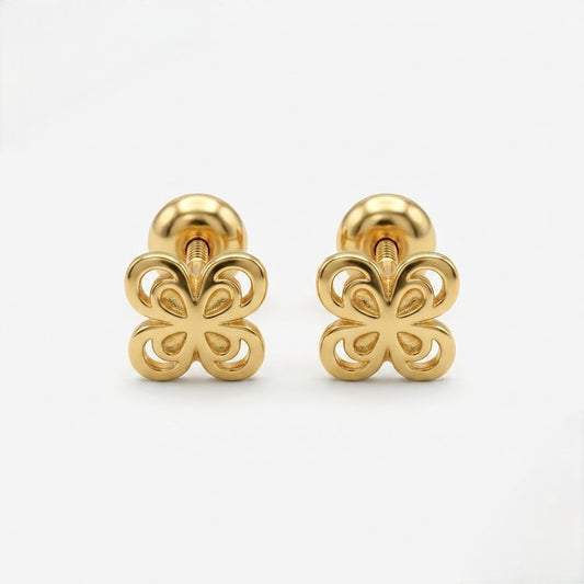 9K Gold Butterfly Petal Second Stud Earrings