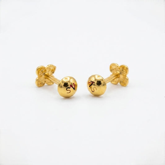 9K Gold Butterfly Petal Second Stud Earrings