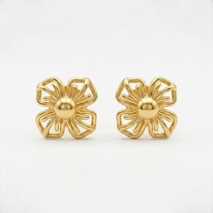 9K Gold Wire Bloom Second Stud Earrings