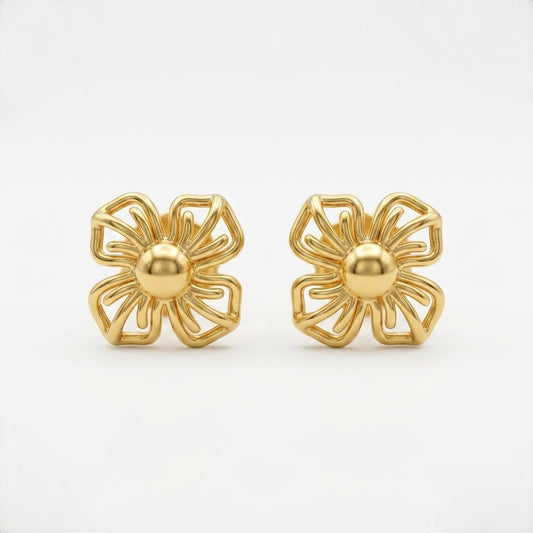 9K Gold Wire Bloom Second Stud Earrings