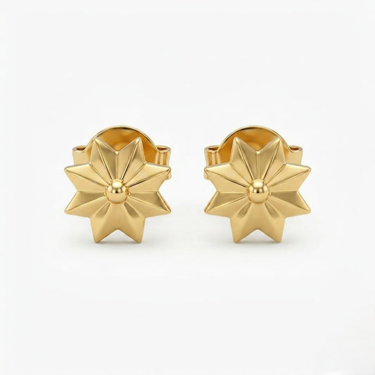 9K Gold Royal Starburst Second Stud Earrings