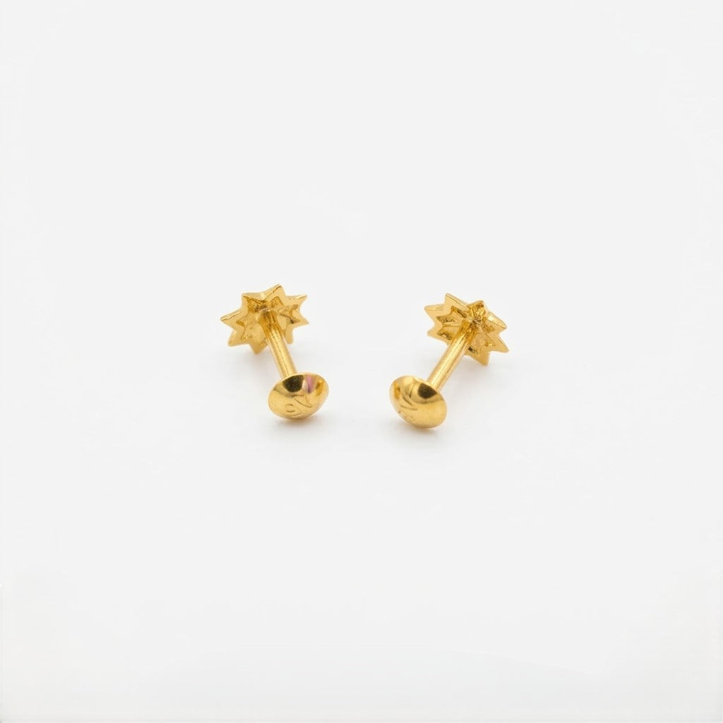 9K Gold Royal Starburst Second Stud Earrings