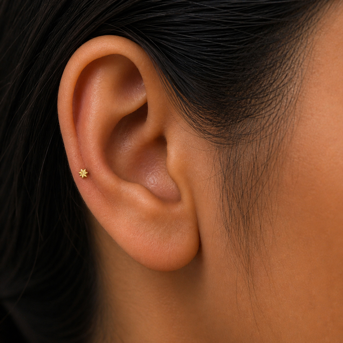 9K Gold Royal Starburst Second Stud Earrings