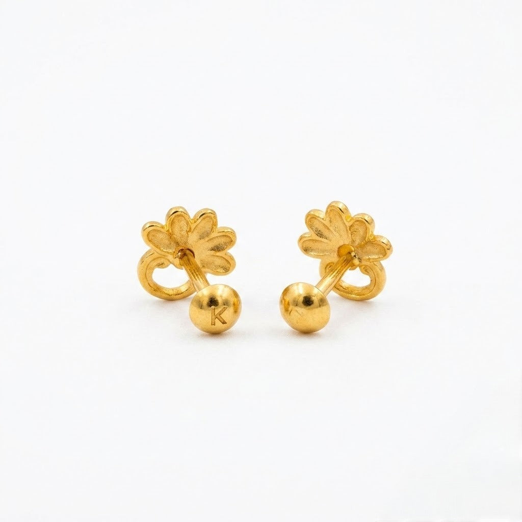 9K Gold Daisy Loop Second Stud Earrings