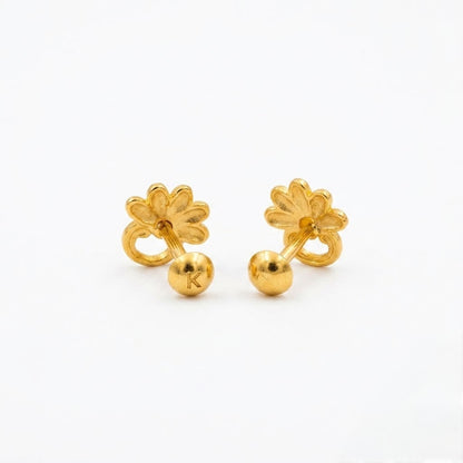 9K Gold Daisy Loop Second Stud Earrings