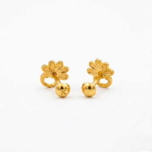 9K Gold Daisy Loop Second Stud Earrings