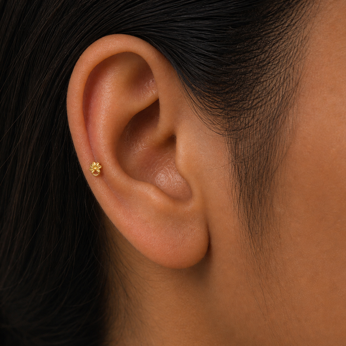 9K Gold Daisy Loop Second Stud Earrings