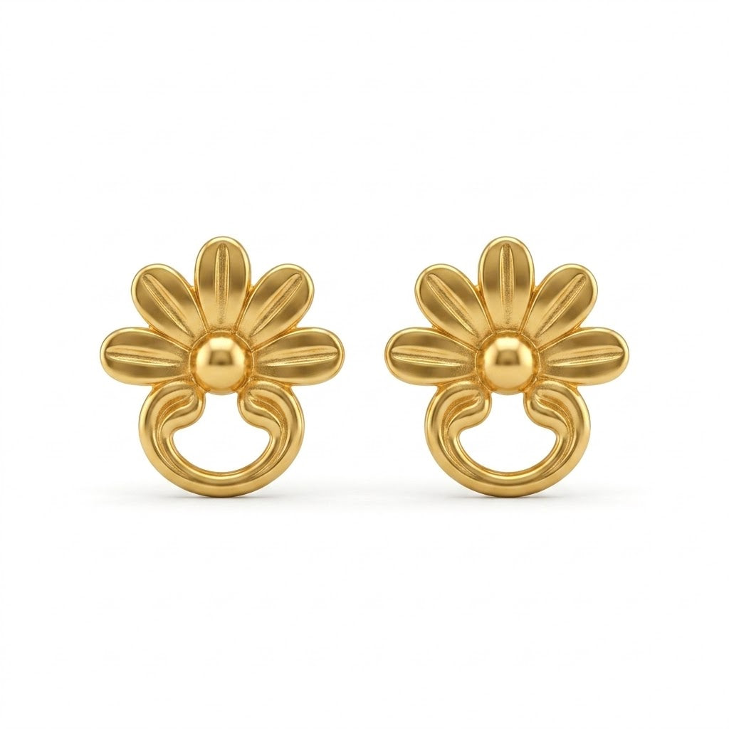 9K Gold Daisy Loop Second Stud Earrings