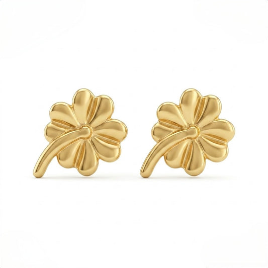 9K Gold Lucky Clover Second Stud Earrings