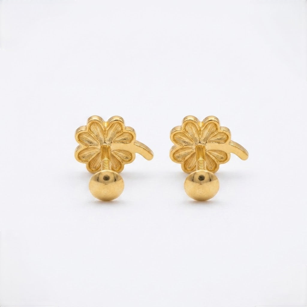 9K Gold Lucky Clover Second Stud Earrings