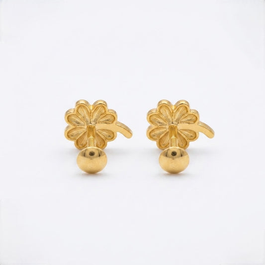 9K Gold Lucky Clover Second Stud Earrings