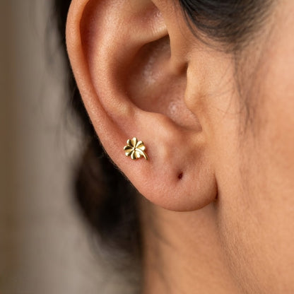 9K Gold Lucky Clover Second Stud Earrings