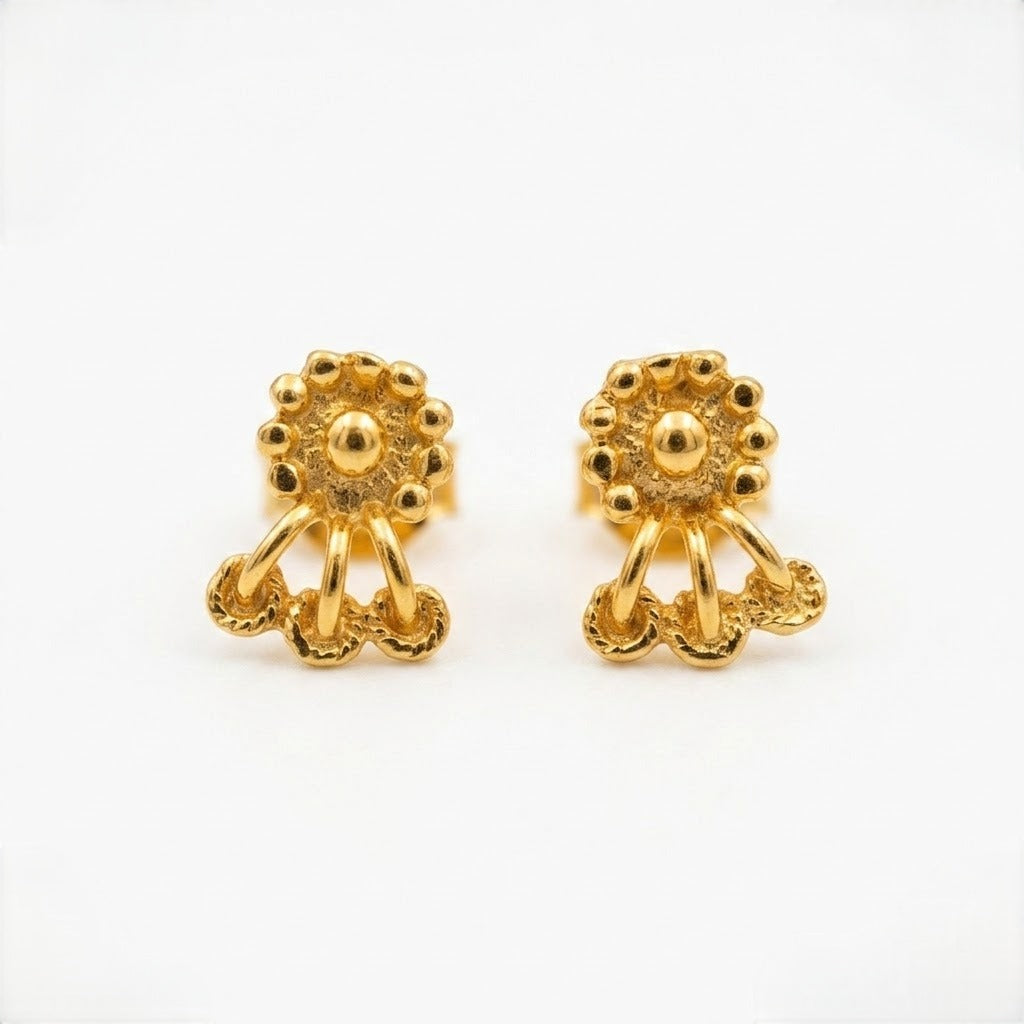 9K Gold Sun Bloom Second Stud Earrings