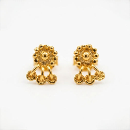 9K Gold Sun Bloom Second Stud Earrings