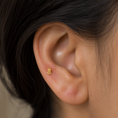 9K Gold Sun Bloom Second Stud Earrings