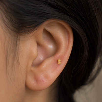 9K Gold Sun Bloom Second Stud Earrings