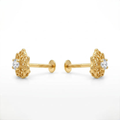 9K Gold Crystal Knot Bloom Second Stud Earrings