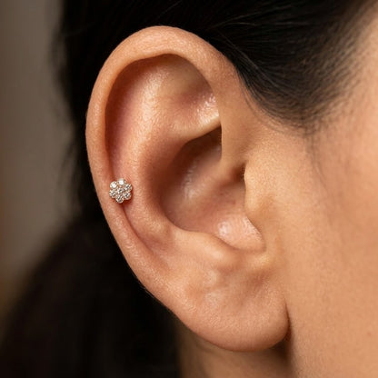 9K Rose Gold Crystal Blossom Second Stud Earrings