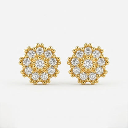 9K Gold Cluster Bloom Second Stud Earrings