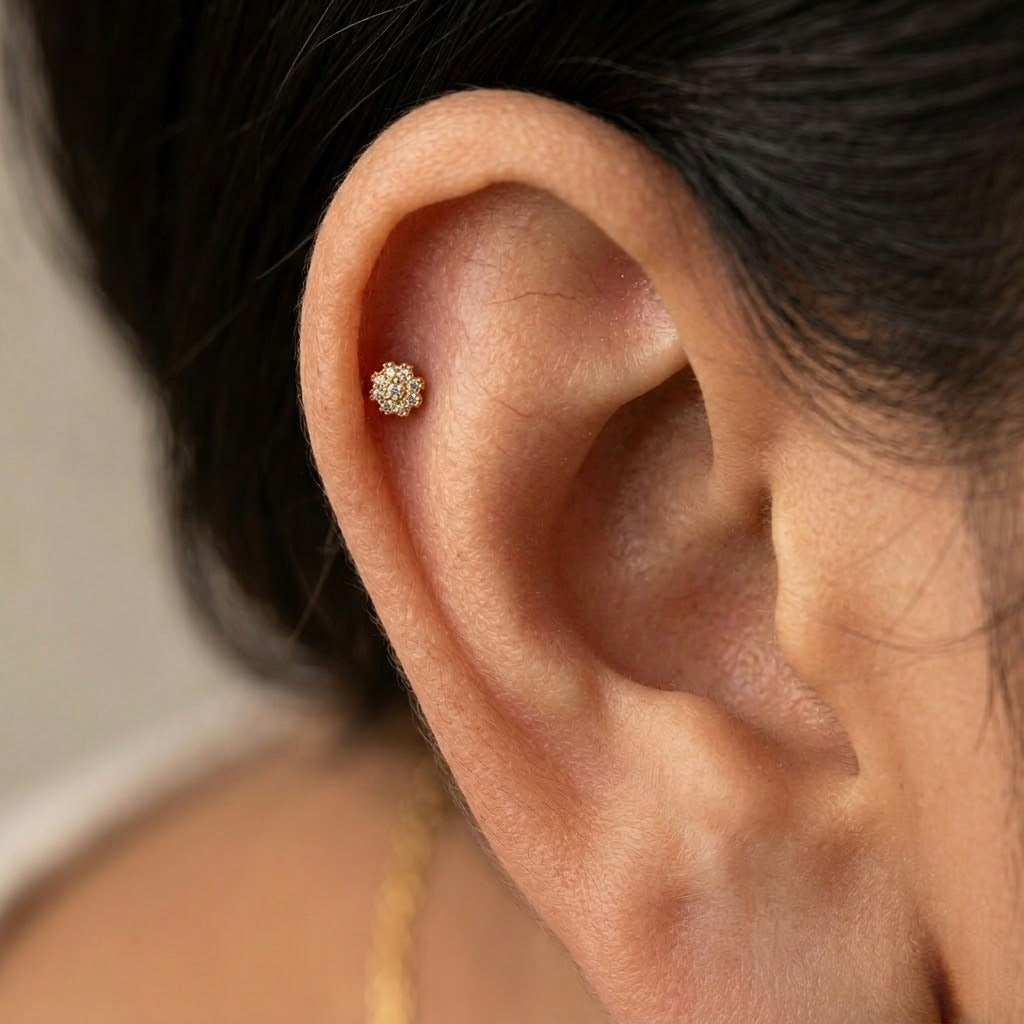 9K Gold Cluster Bloom Second Stud Earrings