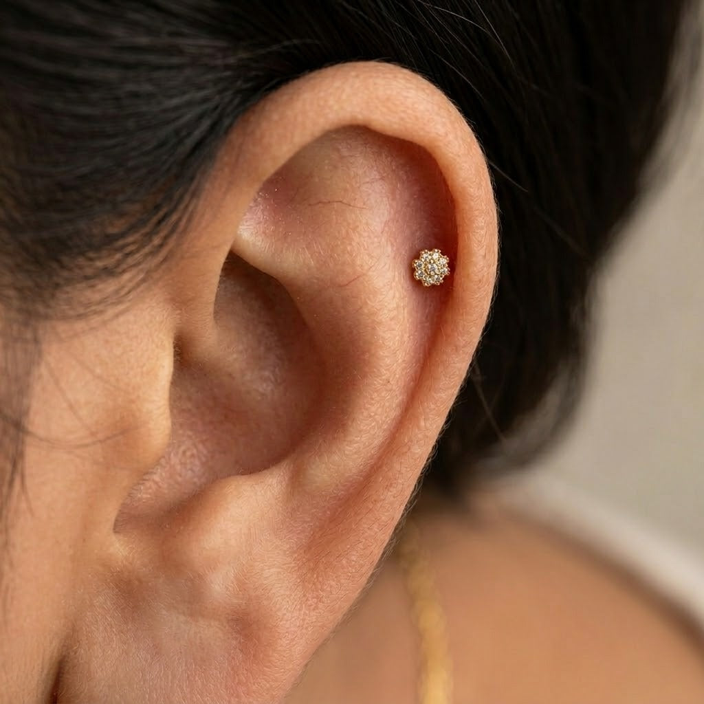 9K Gold Cluster Bloom Second Stud Earrings