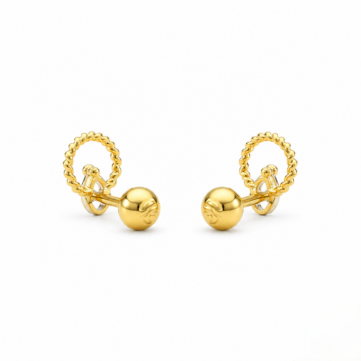 9K Gold Marquise Solitaire Hoop Second Stud Earrings