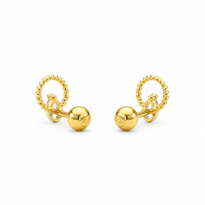 9K Gold Marquise Solitaire Hoop Second Stud Earrings
