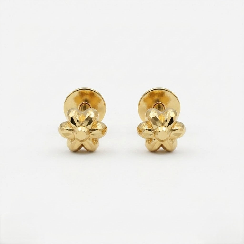9K Gold Flower Stud Earrings