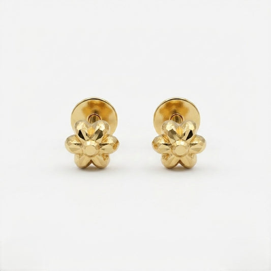 9K Gold Flower Stud Earrings