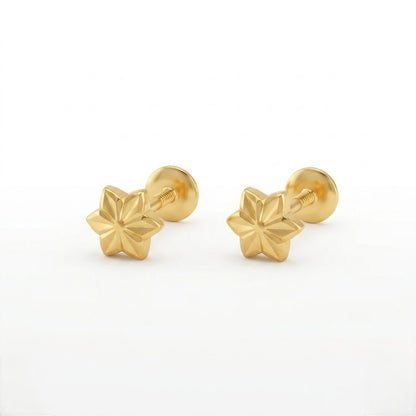 9K Gold Star Flower Stud Earrings