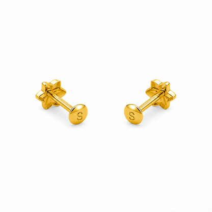 9K Gold Star Flower Stud Earrings