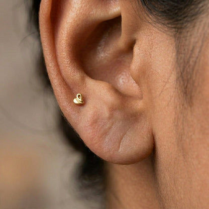 9K Gold Elegant Heart Second Stud Earrings