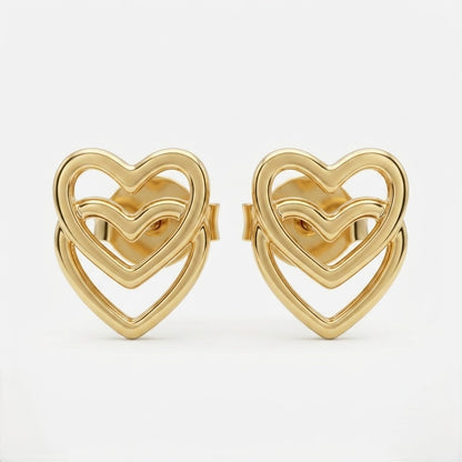 9K Gold Layered Love Second Stud Earrings