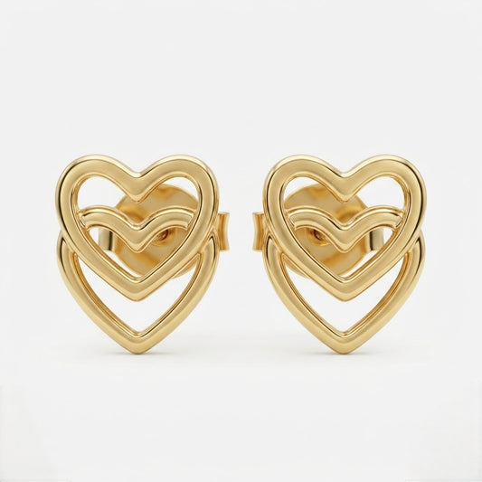 9K Gold Layered Love Second Stud Earrings