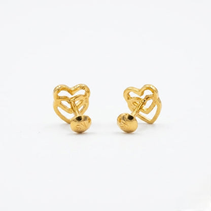 9K Gold Layered Love Second Stud Earrings