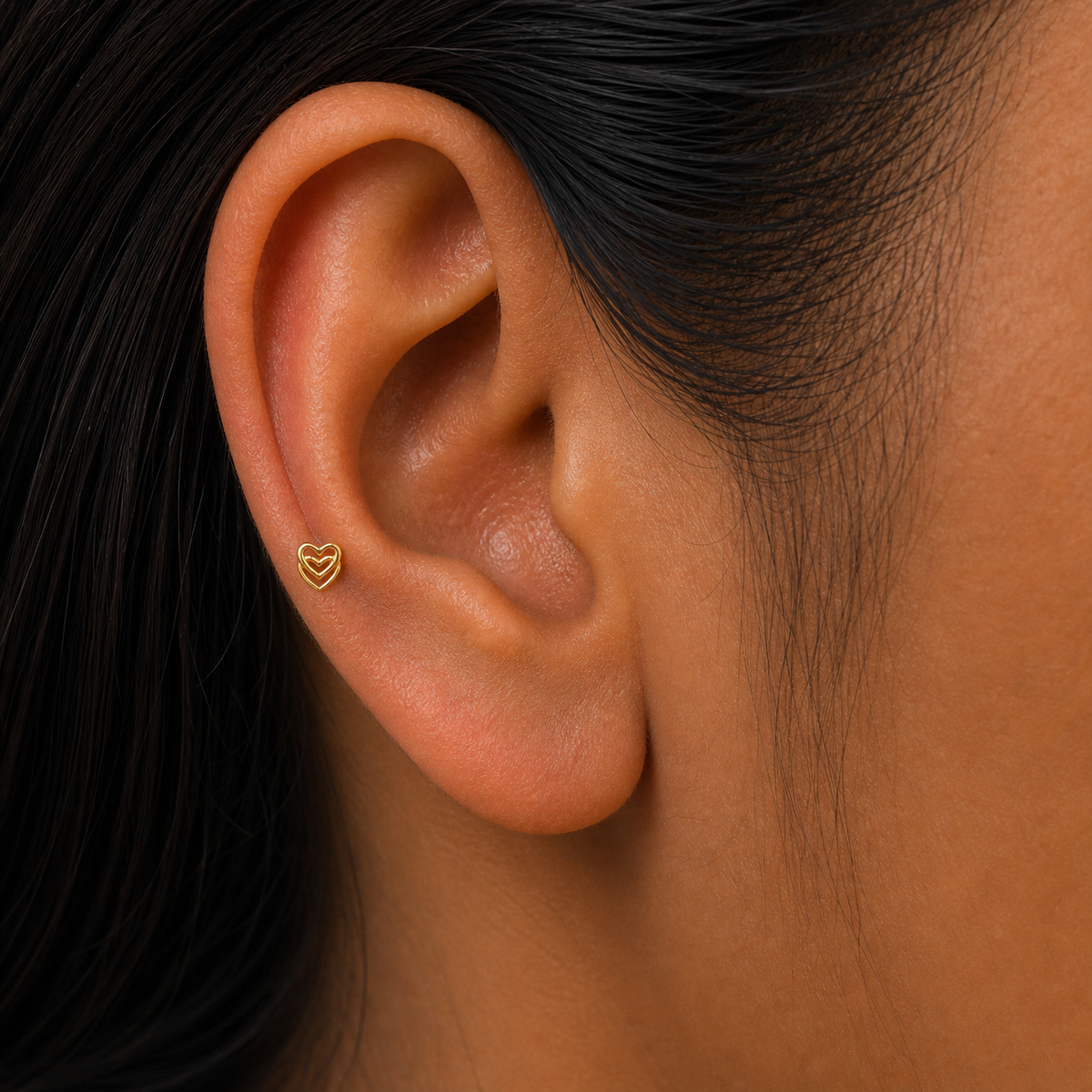 9K Gold Layered Love Second Stud Earrings