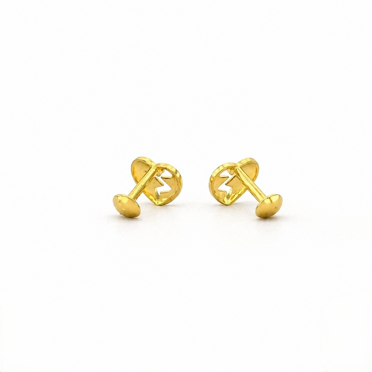 9K Gold Broken Heart Second Stud Earrings