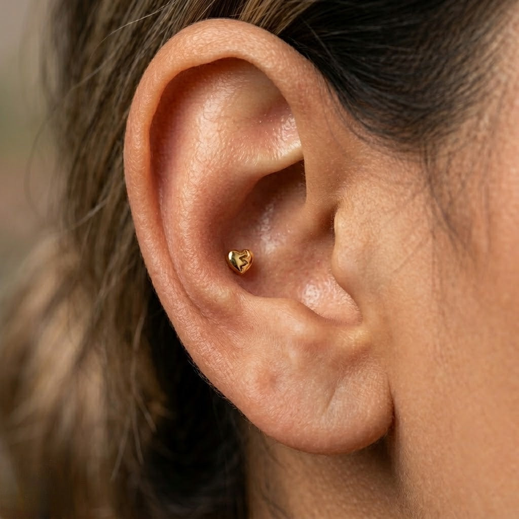 9K Gold Broken Heart Second Stud Earrings