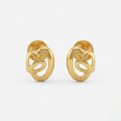 9K Gold Abstract Love Knot Second Stud Earrings