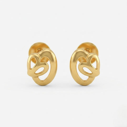 9K Gold Abstract Love Knot Second Stud Earrings