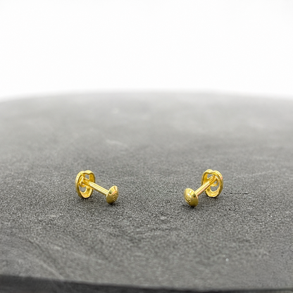 9K Gold Abstract Love Knot Second Stud Earrings