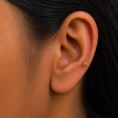 9K Gold Abstract Love Knot Second Stud Earrings