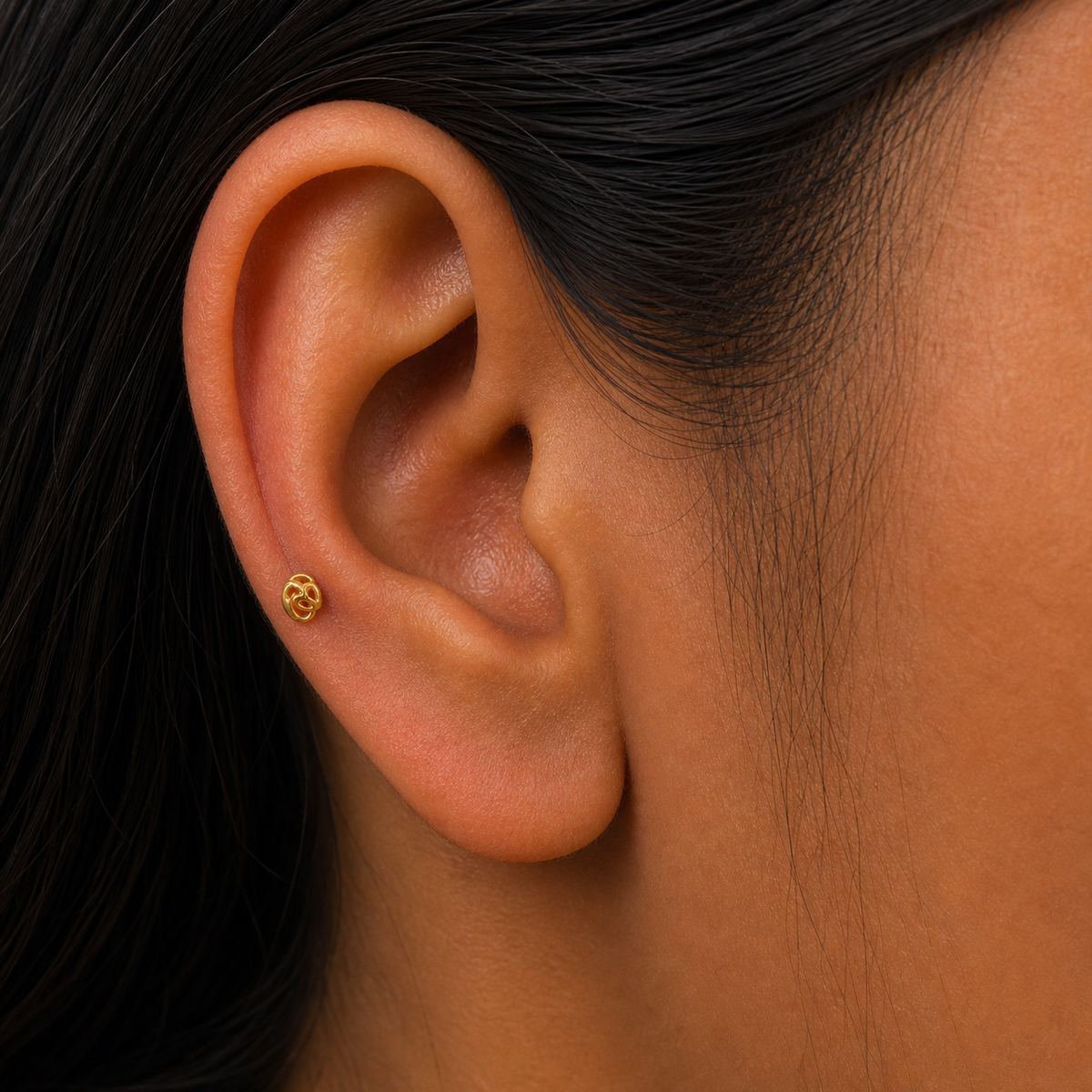 9K Gold Abstract Love Knot Second Stud Earrings