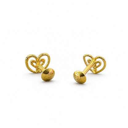 9K Gold Heartleaf Open Second Stud Earrings