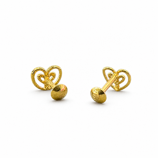 9K Gold Heartleaf Open Second Stud Earrings